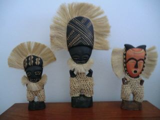 Africa Tribal Cultural Art Wood Handmade Protection Statues 3 Zimbabwe Vintage 2