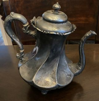 Rare Vtg Meriden B.  Company Rogers Silver Plated 2024 Coffee Tea Pot Bent