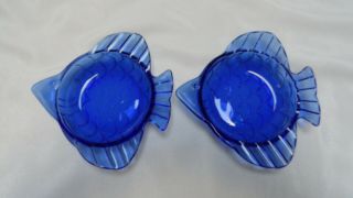 Antique Hazel Atlas Art Deco Depression Glass Cobalt Blue Fish Bowl/dish
