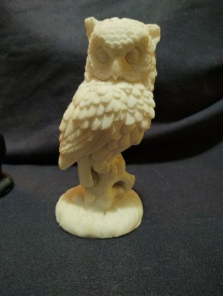 A.  Santini Vintage Alabaster Owl Sculpture