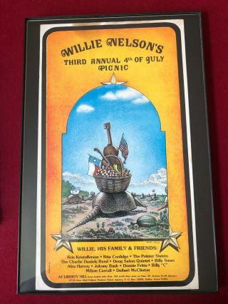 Willie Nelson Poster 4th July Picnic Poster / Liberty Hill Poster Rare