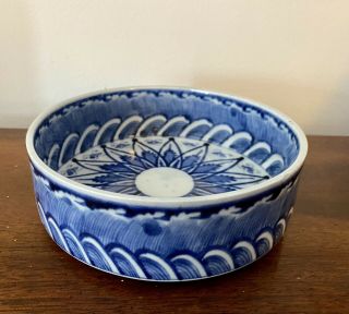Japanese Porcelain Antique Arita Imari Blue & White Dish Bowl Meiji Period 6”