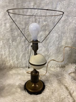 Rare / Vintage Mcm Brass / Globe Table Lamp 17” Tall