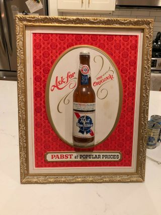 Vintage Pabst Blue Ribbon Beer Sign 3d Plastic.  “pabst At Popular Prices” Rare