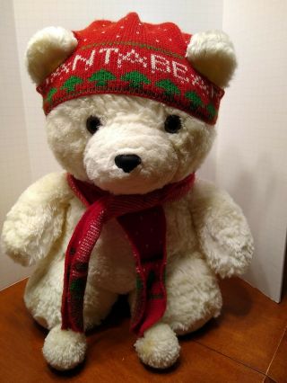 1985 Santa Bear Dayton Hudson Plush Stuffed Animal W/ Christmas Red Scarf & Hat