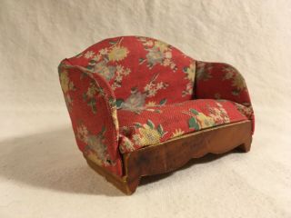Vintage 1940 - 50s Dollhouse Miniature Upholstered Sofa Couch Floral