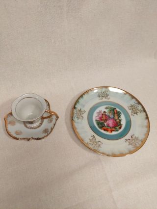 Vintage Bone China Demitasse Tea Cup And Saucer Dessert Plate Made In Japan