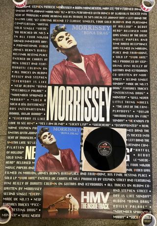 Morrissey Bona Drag Promo Pack - Bona Drag Uk Lp & Rare Promotional Subway Poster