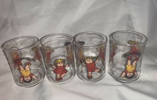 1984 Vintage Glass Cabbage Patch Doll Kids Juice Glasses Set Of 4