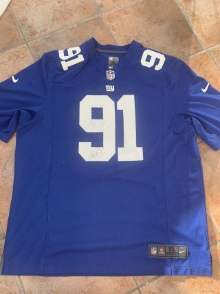 Rare Justin Tuck 91 York Giants Nfl Nike Jersey Shirt Size Xl Adult Blue