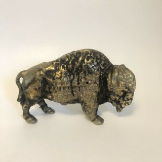 Amherst Stoves Cast Iron Buffalo Coin Bank 8.  5 X 5.  5 Inches Rare Antique 1920s