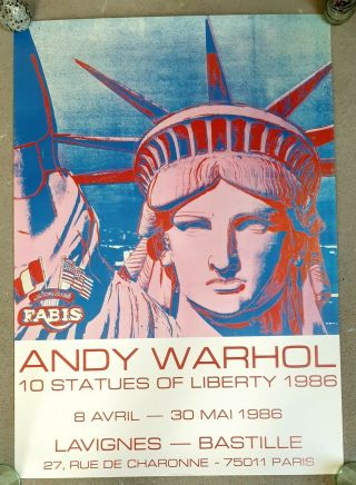 Andy Warhol Pop Art 1986 Poster 10 Statues Of Liberty Very Rare