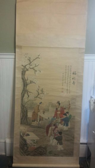 Fine / Rare Wise Masters In The Garden " Scroll / / Signed