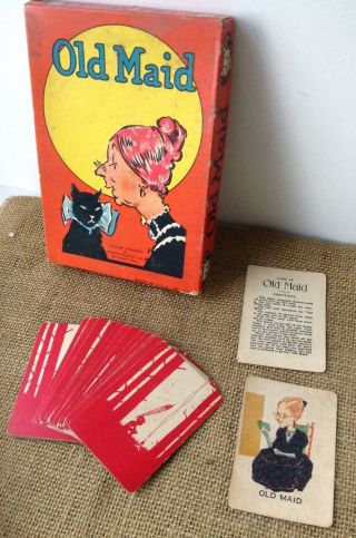Vintage Old Maid Card Game Complete Set Milton Bradley Rare