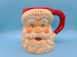 Vintage Christopher Radko Shiny Brite Santa Christmas Mug W/ Box Red White Rare