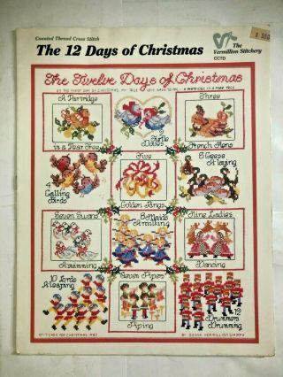 The Twelve 12 Days Of Christmas Vermillion Stitchery Cross Stitch Patterns Book