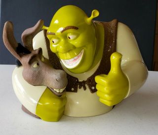 Shrek And Donkey Shrek Movie Talking Cookie Jar Rare 2004 12 " Lidded Storage Box