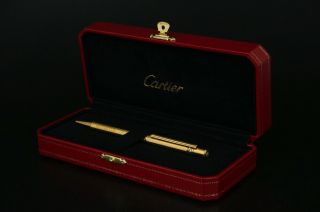 Cartier Trinity Three Gold Ballpoint Pen W/box Vintage Rare C96