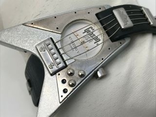 Gibson Usa Guitar Watch Black/silver Tone Analog Rare Wrist Watch 67 Flying V