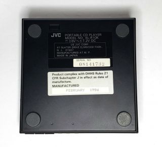 RARE - JVC XL - R10K Portable CD Player,  1986,  with AC Power Supply - 3
