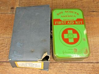 Vintage Boy Scout Of America Official First Aid Kit Tin Box 1933 (rare)