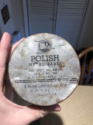 Whiz Polish Metal Paste Graphic Can One Pound Metal Polish Rare