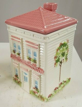 Vintage Cookie Jar Pink two story House Collectible Very RARE 2