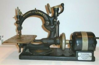 Rare Early 1863 Willcox Gibbs Sewing Machine W/ Motor Broadway Ny Serial 38082