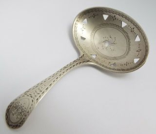 Fine Rare English Antique 1795 Georgian Sterling Silver Pierced Tea Caddy Spoon
