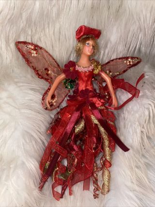 Rare Vintage Christmas Fairy Doll Hanging Tree Ornament 8”