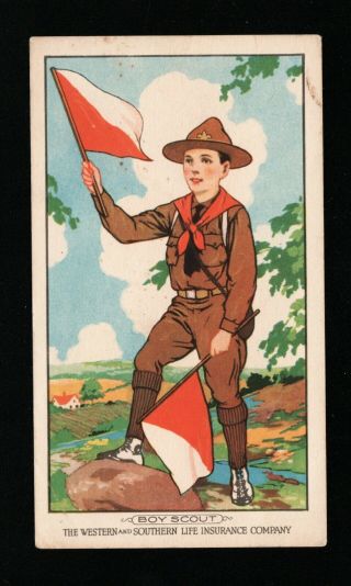 1890s Rare Boy Scout Trade Card - Western & Southern Life Insurance Co