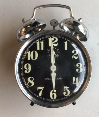 Vintage Rare Westclox Twin Bell Alarm Clock Has Glowing Numbers - Made In Brazil