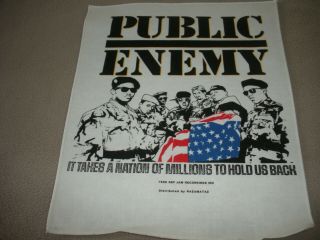 Very Rare Vintage 1980s Unsold Public Enemy Fabric Backpatch -