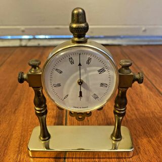 Vintage Brass Thermometer Fahrenheit Gauge Desk Stand Made In France Euc Rare