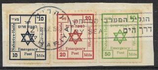 Judaica Israel Rare 3 Old Local Label Stamps Emergency Sea Post Nahariya Haifa