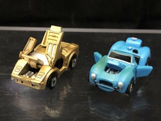 Rare 1988 Galoob Micro Machines Deluxe Gold Lamborghini & Blue / Green Shelby