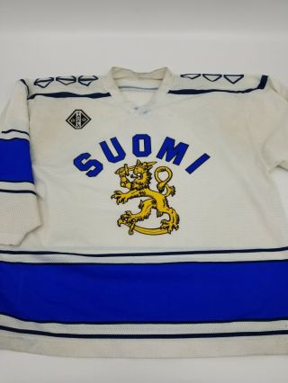 Vintage Finland Suomi Olympic Hockey Team Jersey Tackla Printed 80 
