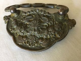 Antique Rare Cast Iron And Brass Pull,  Handle