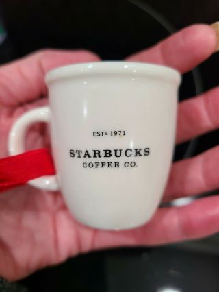Rare Vintage Starbucks 2002 Coffee Mug Cup Christmas Ornament Mini Porcelain