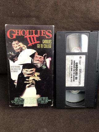 Ghoulies 3 Go To College Vhs Cult Horror Comedy Rare Oop Htf Vestron Video 80s