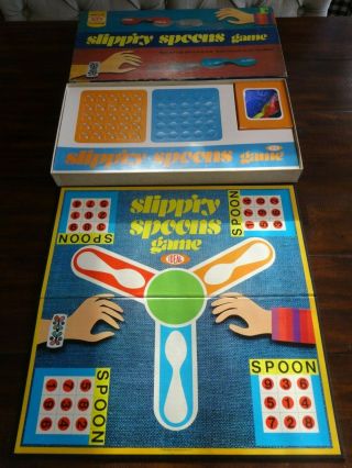 Rare Vintage 1970 Ideal Toy Co Board Game Slippery Spoons Open Box Unpunched