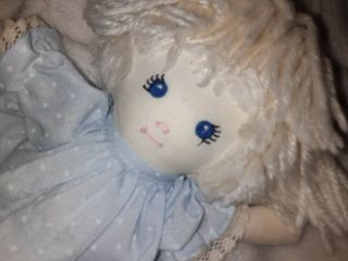 Vtg 1984 Rare Doll By Pauline Design Applause White Hair Rag Baby Doll 8 " Dress