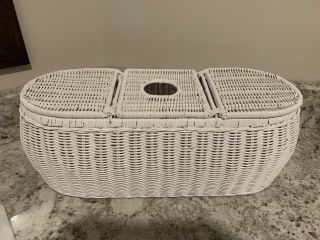 Vintage Boho Chic Rattan Wicker Toilet Paper Roll And Tissue Holder Unusual Rare