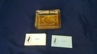 Rare Vintage Old Crow Bourbon Whiskey Glass Trinket Tray & 44 Business Cards Vg