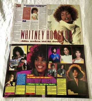 Whitney Houston 1980s Clippings Posters Swedish Music Okej Vintage Rare