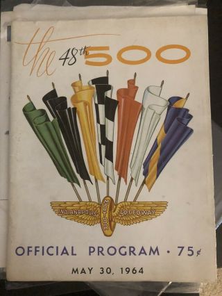 1964 Indy 500 Official Program W/rare Race Day Foldout Sheets Don 