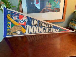 Vintage 1990’s Los Angeles Dodgers Pennant Flag Rare Baseball Memorabilia