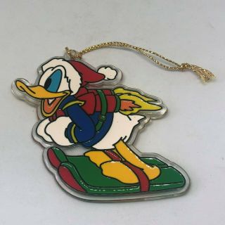 Rare Vintage Donald Duck Skiing Plastic Christmas Tree 3 " Ornament