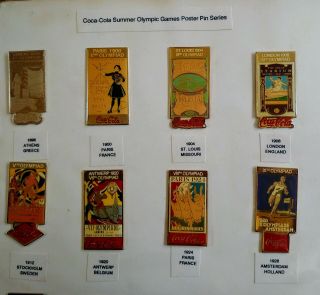 V.  RARE COCA - COLA ONLY 15 KNOWN“1896 - 1952 OLYMPIC” HISTORICAL 12 POSTER PINS 2