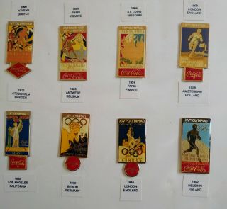 V.  RARE COCA - COLA ONLY 15 KNOWN“1896 - 1952 OLYMPIC” HISTORICAL 12 POSTER PINS 3
